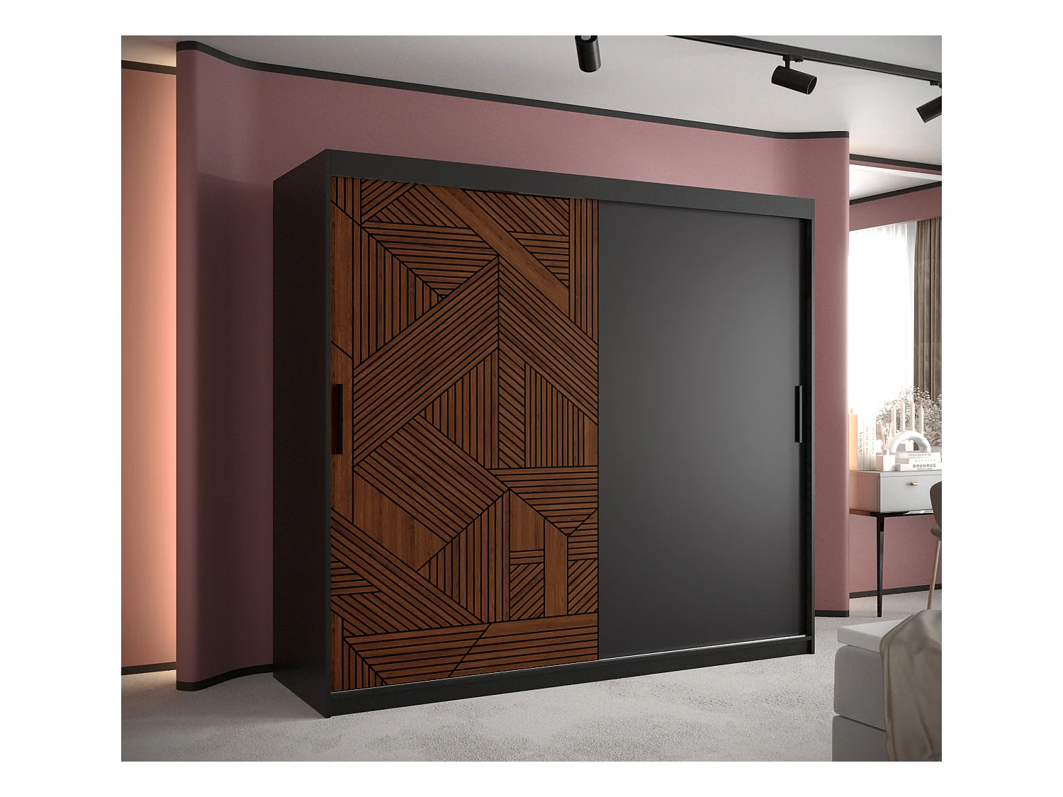 Armoire Marsylia À Portes Coulissantes 200/200/62 2 portes (Noir)