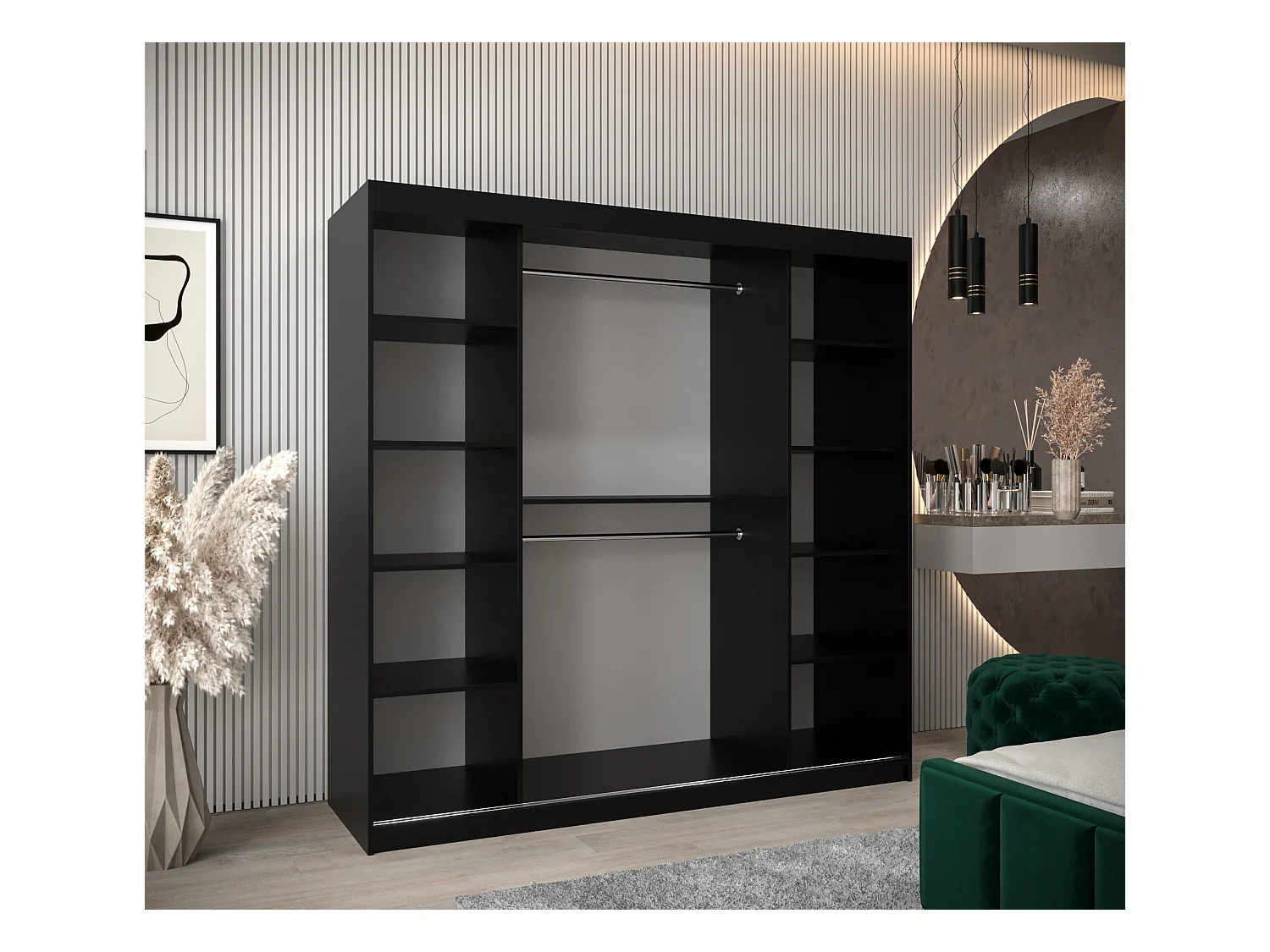 Armoire Marsylia À Portes Coulissantes 200/200/62 2 portes (Noir)