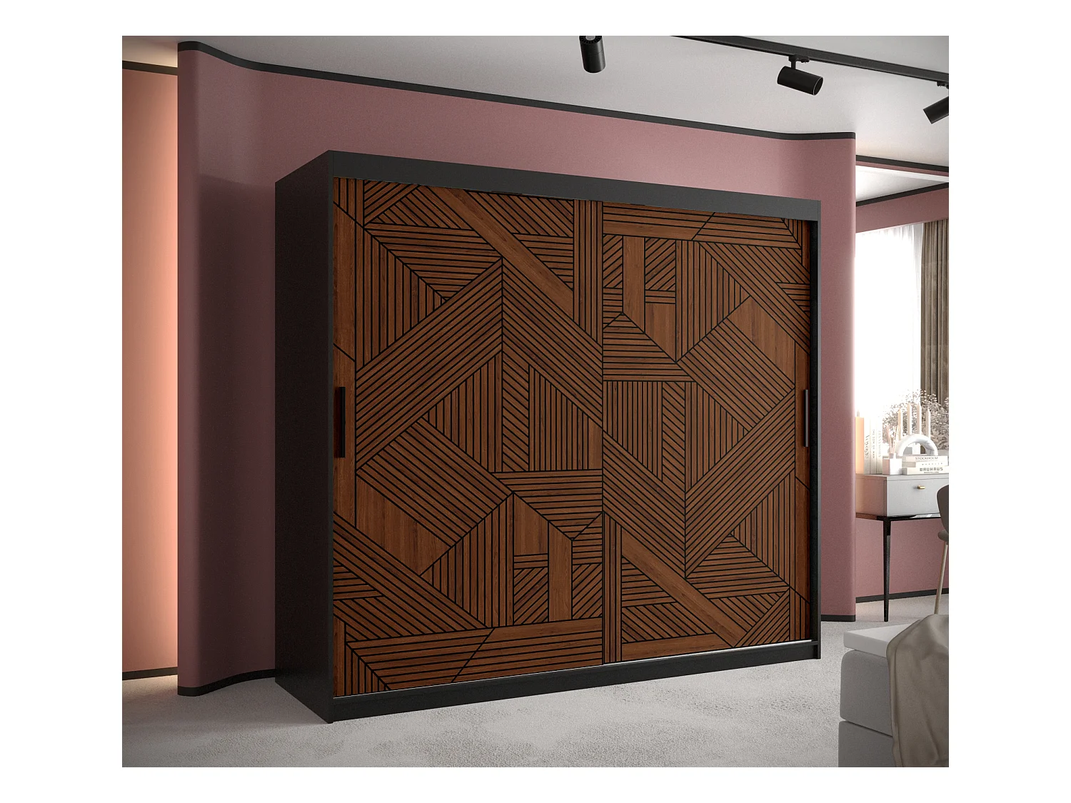 Armoire MARSYLIA 1 À Portes Coulissantes 200/200/62 2 portes (Noir)