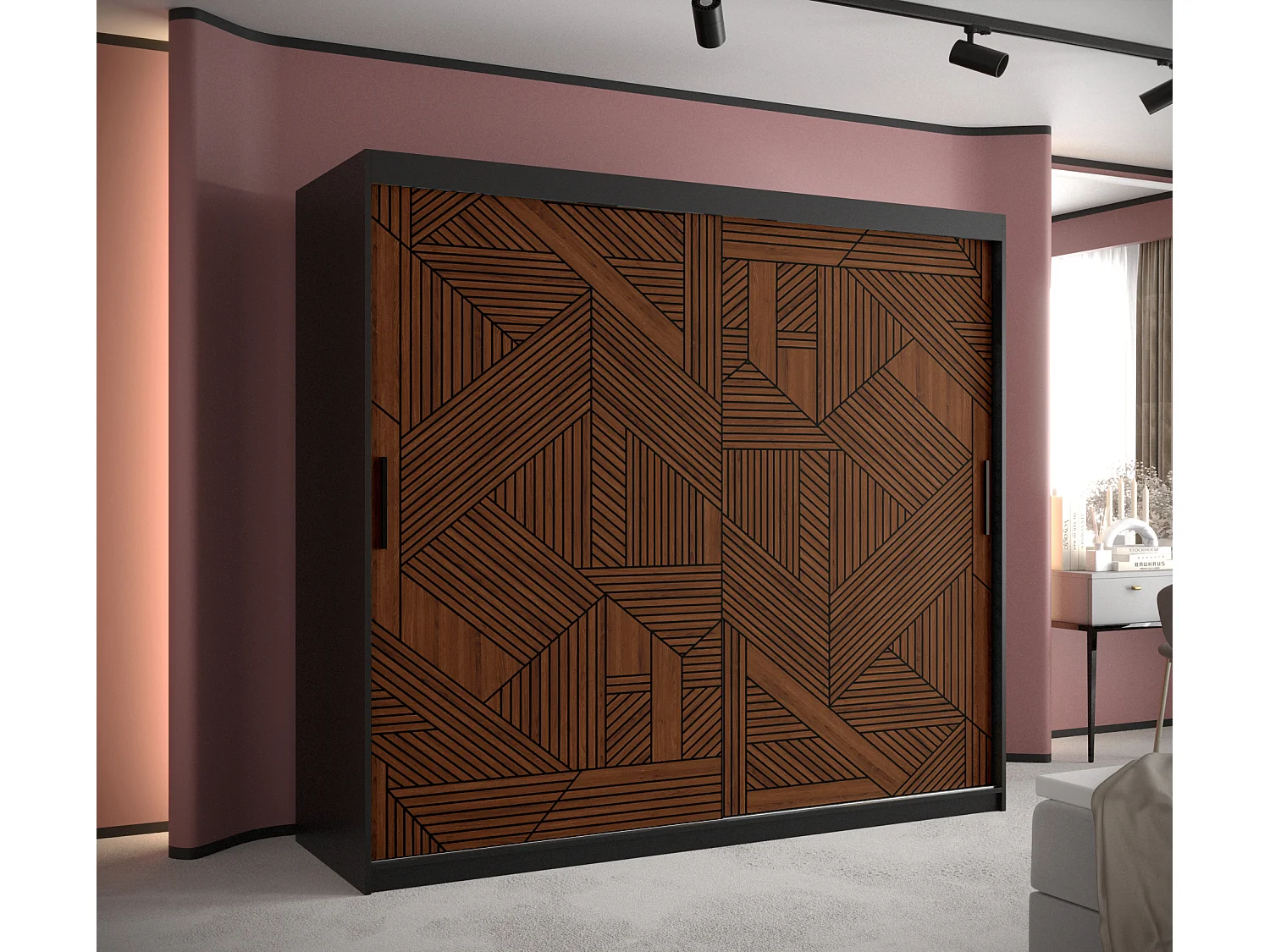 Armoire MARSYLIA 1 À Portes Coulissantes 200/200/62 2 portes (Noir)