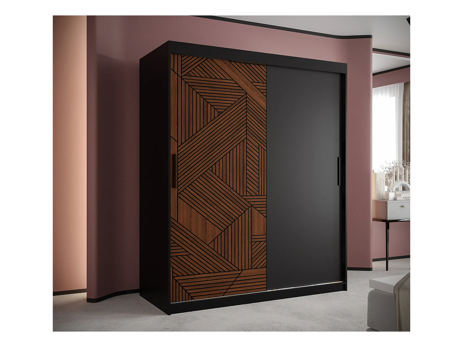 Armoire Marsylia À Portes Coulissantes 200/150/62 2 portes (Noir)