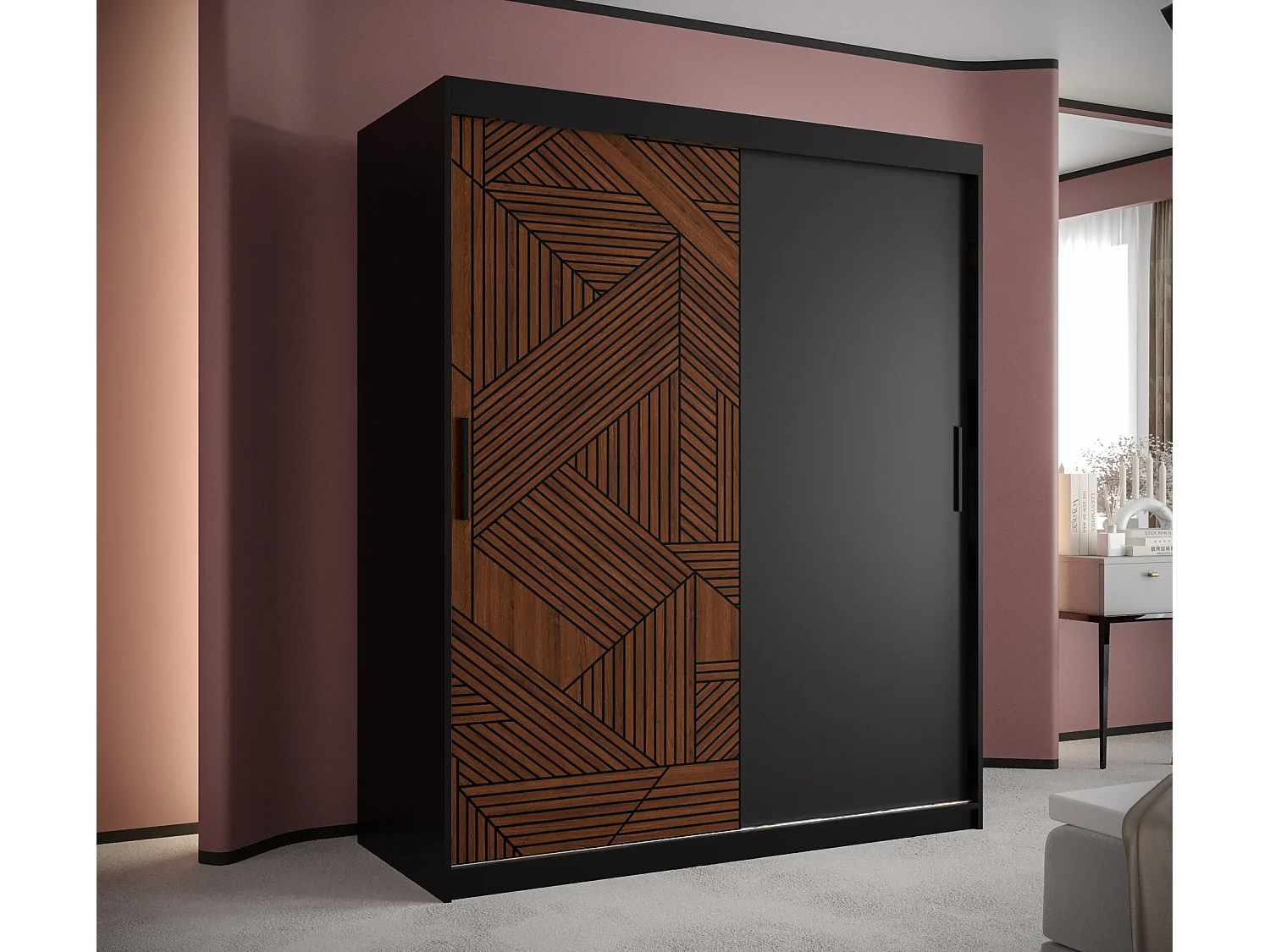 Armoire Marsylia À Portes Coulissantes 200/150/62 2 portes (Noir)