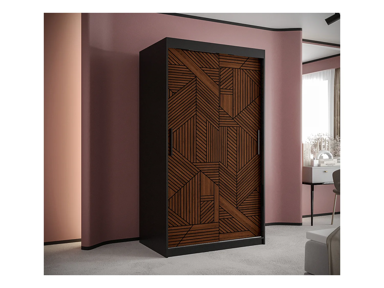 Armoire MARSYLIA 1 À Portes Coulissantes 200/100/62 2 portes (Noir)