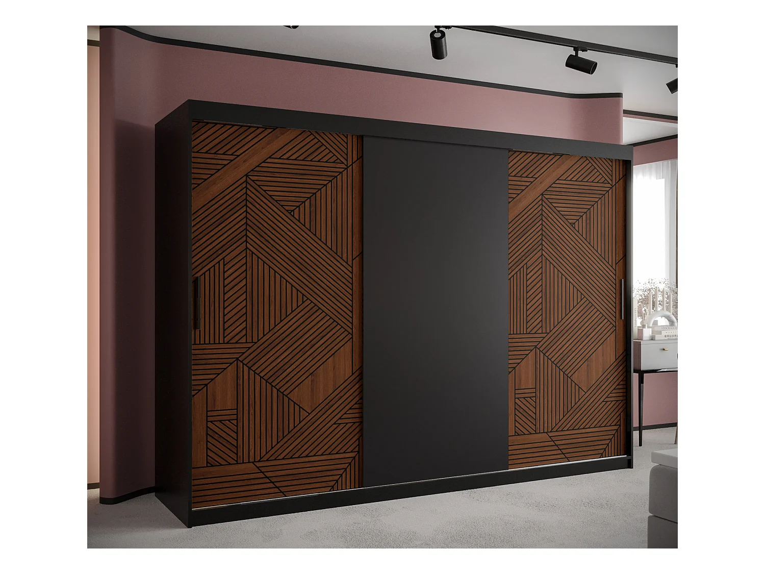 Armoire Marsylia À Portes Coulissantes 200/250/62 3 portes (Noir)