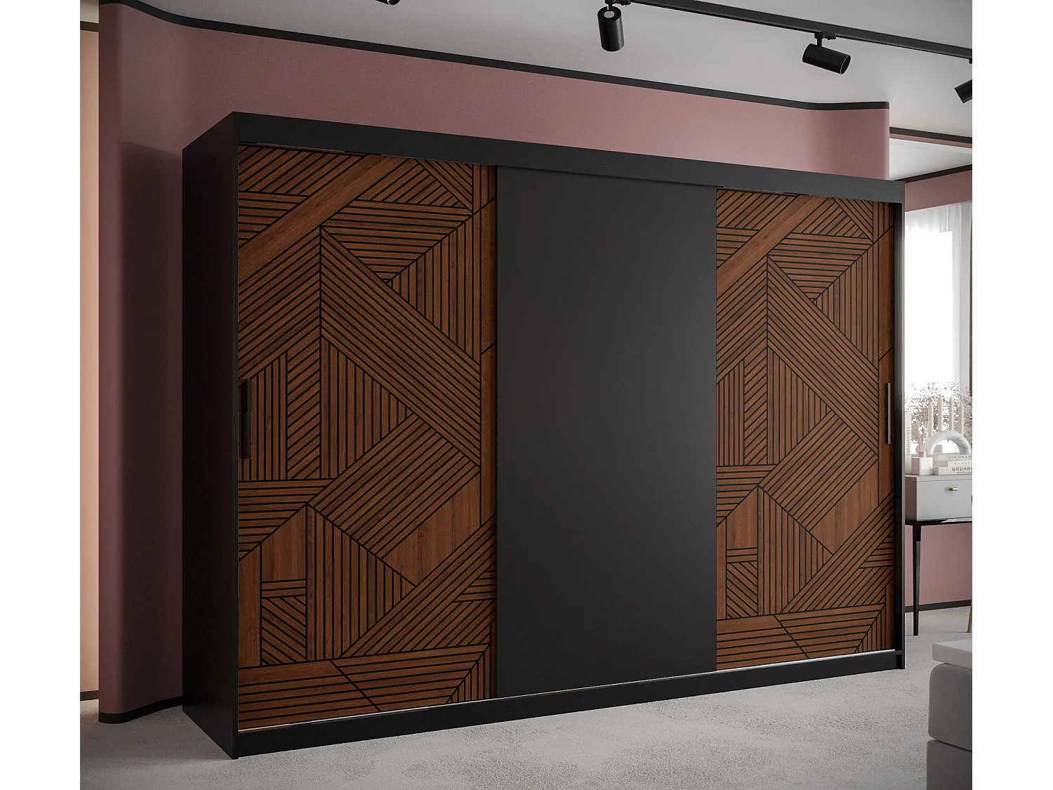 Armoire Marsylia À Portes Coulissantes 200/250/62 3 portes (Noir)