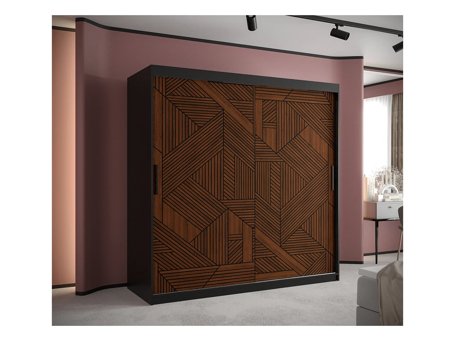 Armoire MARSYLIA 1 À Portes Coulissantes 200/180/62 2 portes (Noir)