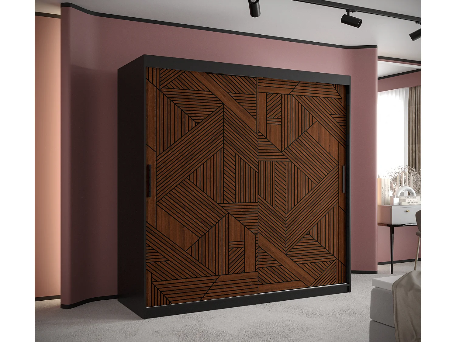 Armoire MARSYLIA 1 À Portes Coulissantes 200/180/62 2 portes (Noir)