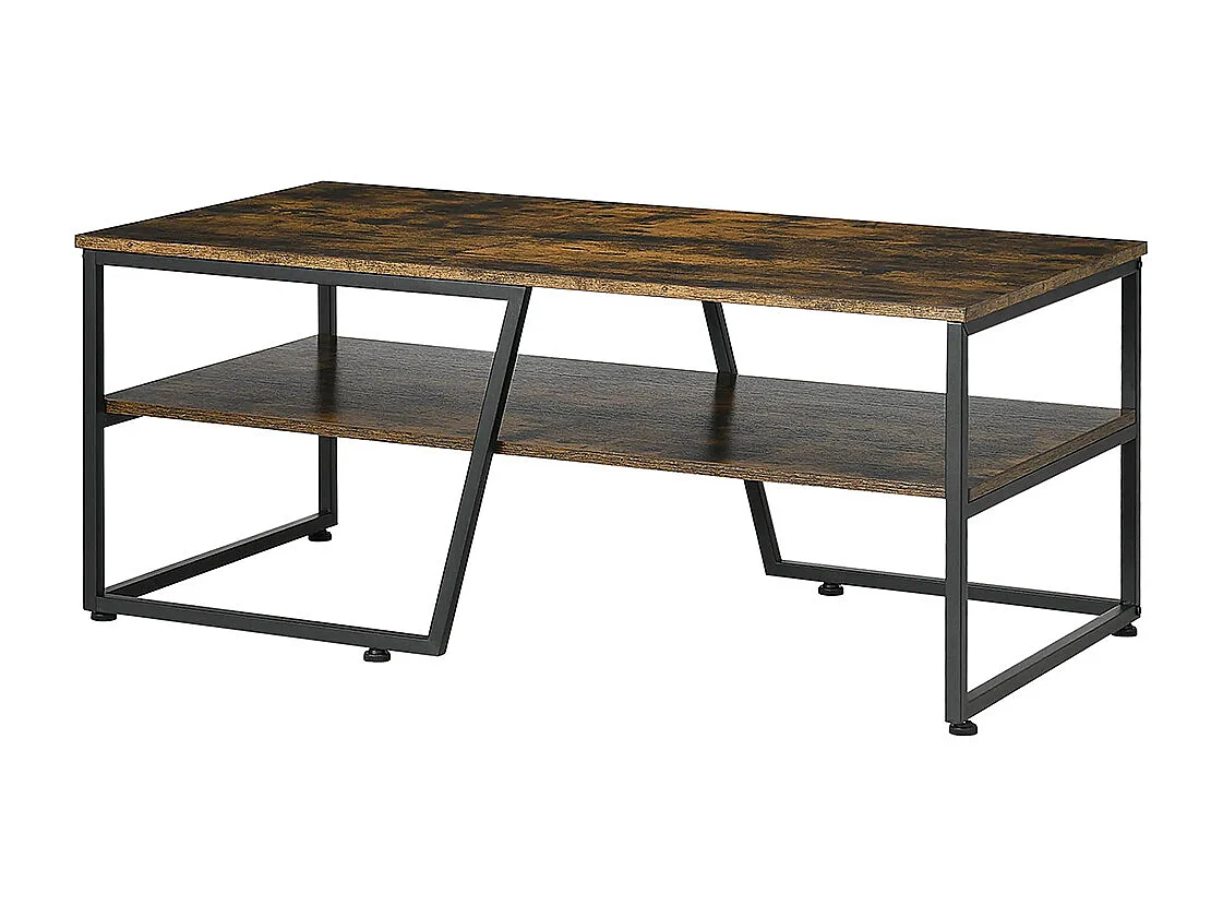 Table basse rectangulaire au style industriel 1 plateau et 1 étagère de rangement métal 106 x 55 x 45 cm