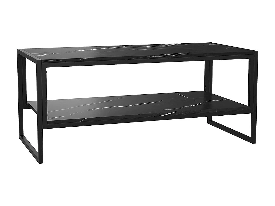 Table Basse Style Moderne avec 2 Étagères 106 x 50 x 47 cm Noir
