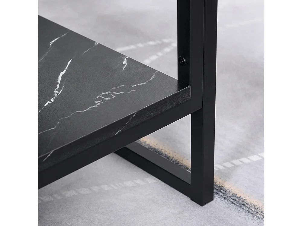 Table Basse Style Moderne avec 2 Étagères 106 x 50 x 47 cm Noir