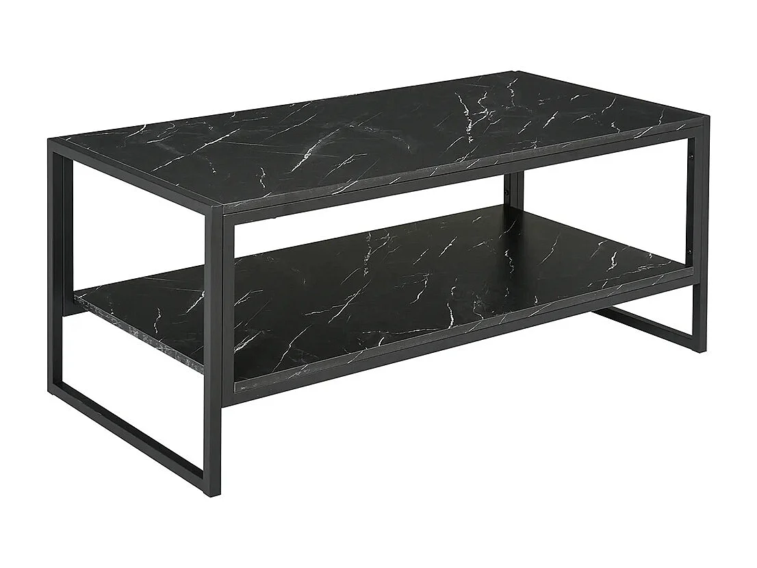 Table Basse Style Moderne avec 2 Étagères 106 x 50 x 47 cm Noir