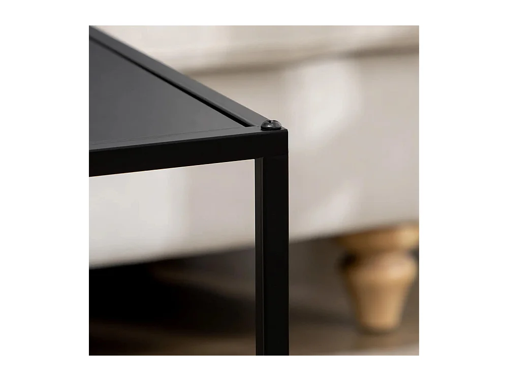 Lot de 2 tables basses gigognes carrées style industriel en métal noir mat - dim. 40 et 35 cm