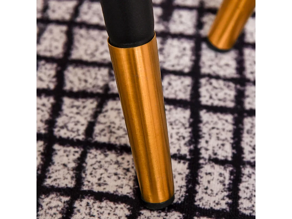 Lot de 2 Tables Basses gigognes Style Art déco Pieds effilés inclinés métal Noir extrémités doré Plateaux MDF Aspect Teck foncé