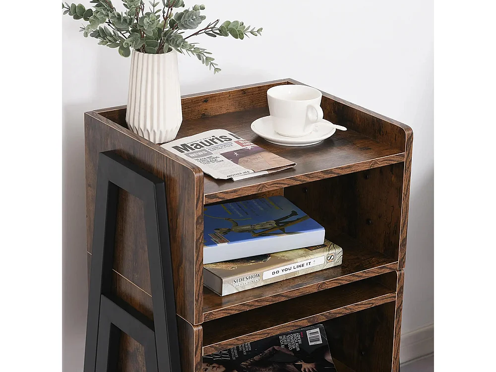 Lot de 2 Tables de Chevet empilables Tables de Nuit en bois table d'Appoint, 46 x 35 x 52,5 cm Marron Rustique et Noir