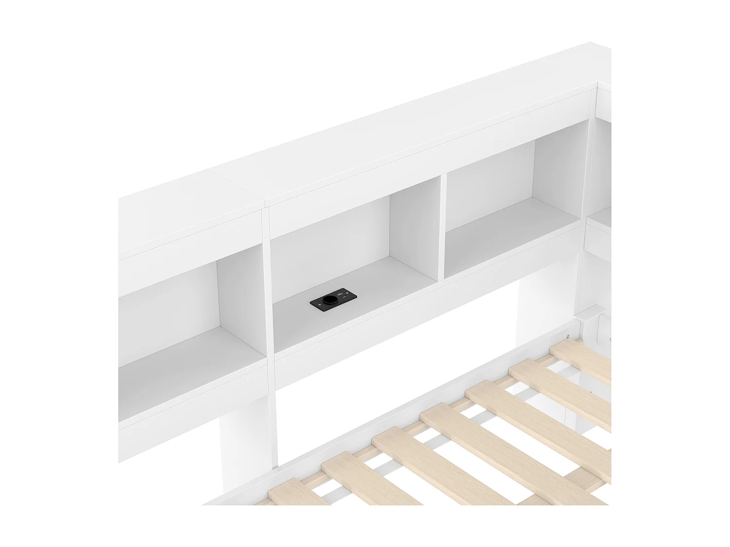 Lit banquette blanc 140x200 cm avec 2 tiroirs, prise de courant et 2 ports USB, sommier à lattes (sans matelas)