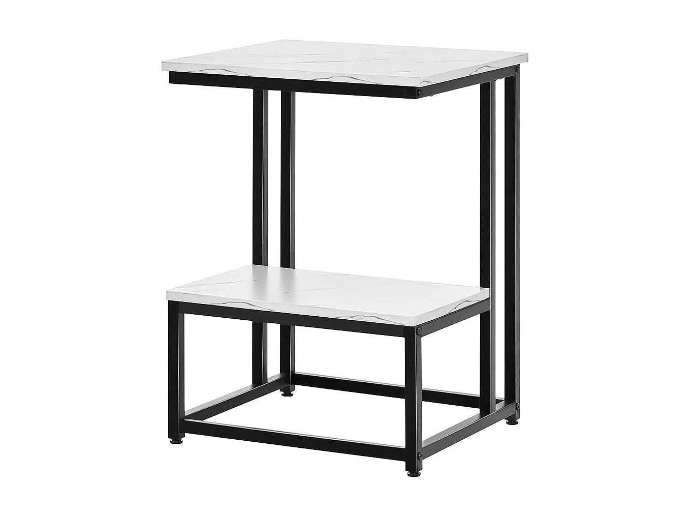 Table basse moderne salon table d'appoint chambre structure acier noir plateau étagère aspect marbre blanc