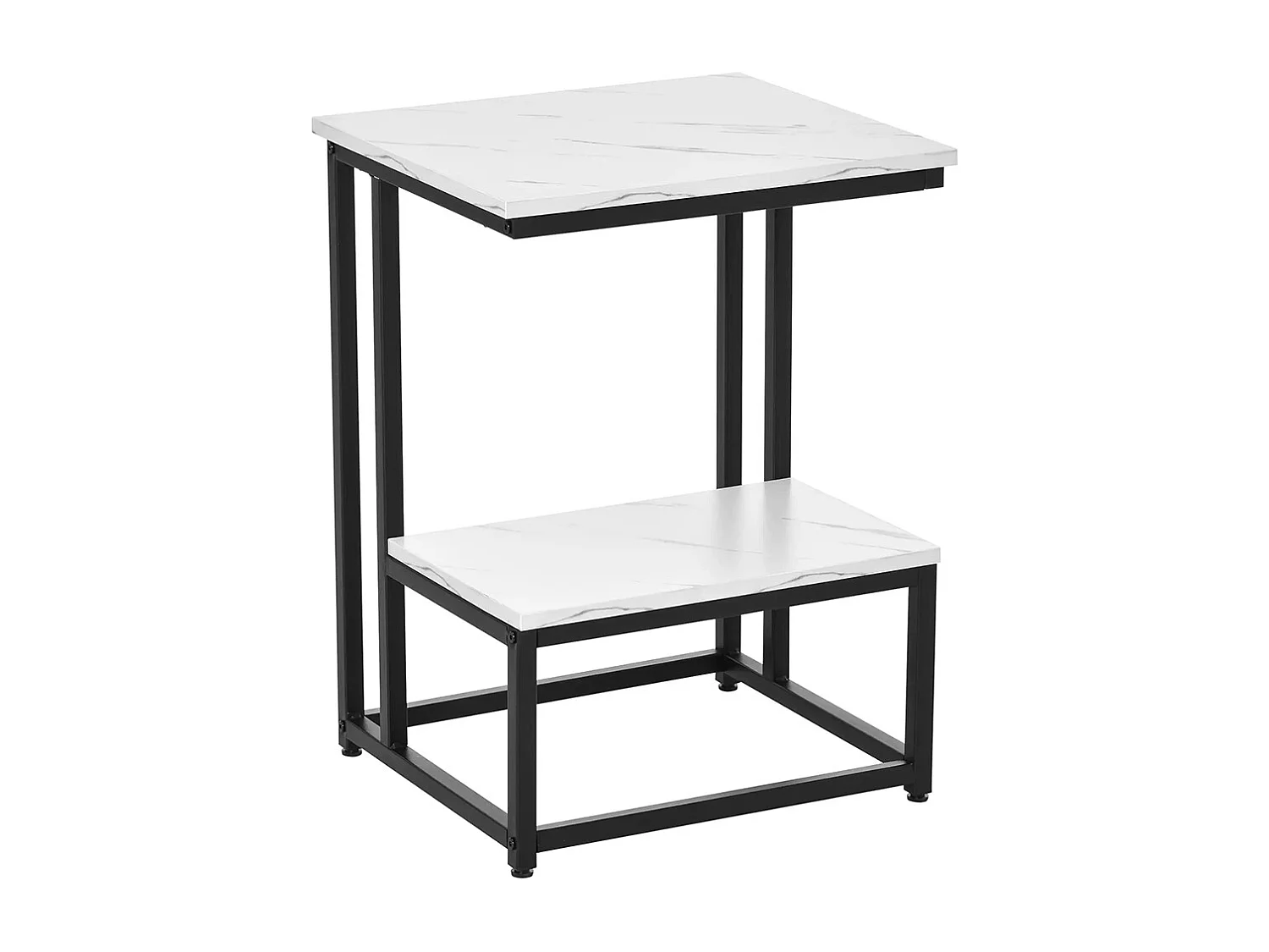 Table basse moderne salon table d'appoint chambre structure acier noir plateau étagère aspect marbre blanc