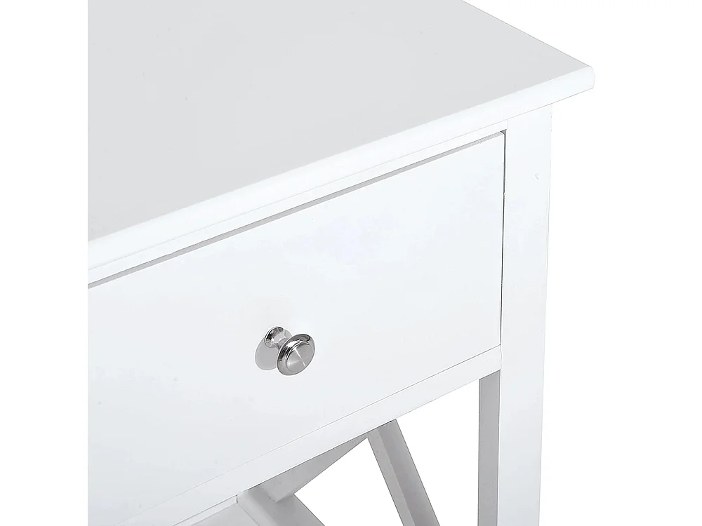 Table de Chevet Table d'appoint Bout de canapé Table de Nuit avec un tiroir et étagère en Bois Blanc