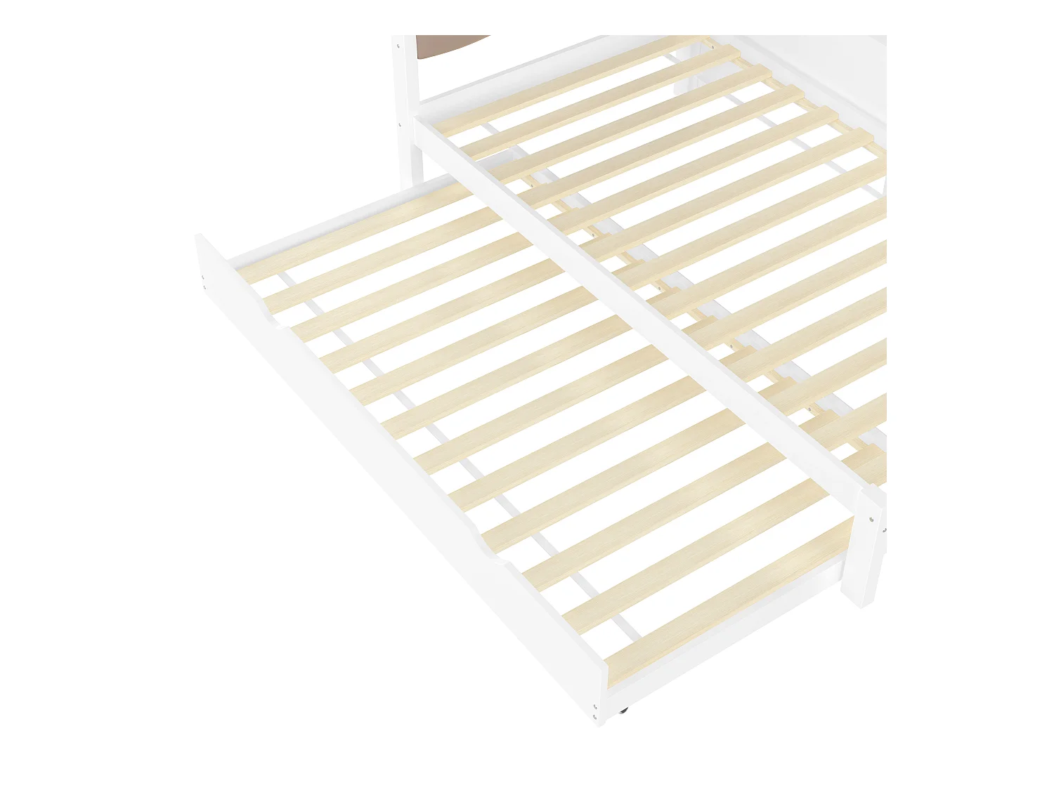 Witte slaapbank 90x200cm met uitschuifbed 90x190cm met LED-verlichting, opbergruimte, USB (zonder matras)