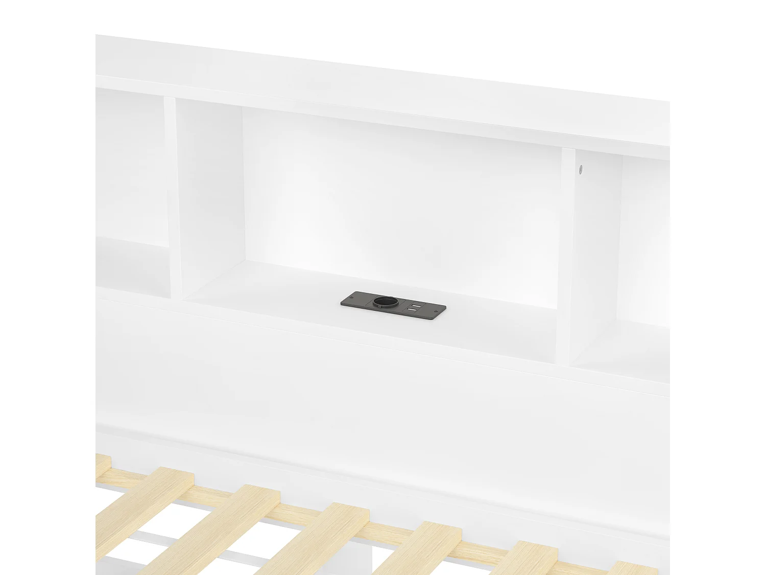 Divano letto bianco 90x200cm con letto estraibile 90x190cm con illuminazione a LED, contenitore, USB (senza materasso)