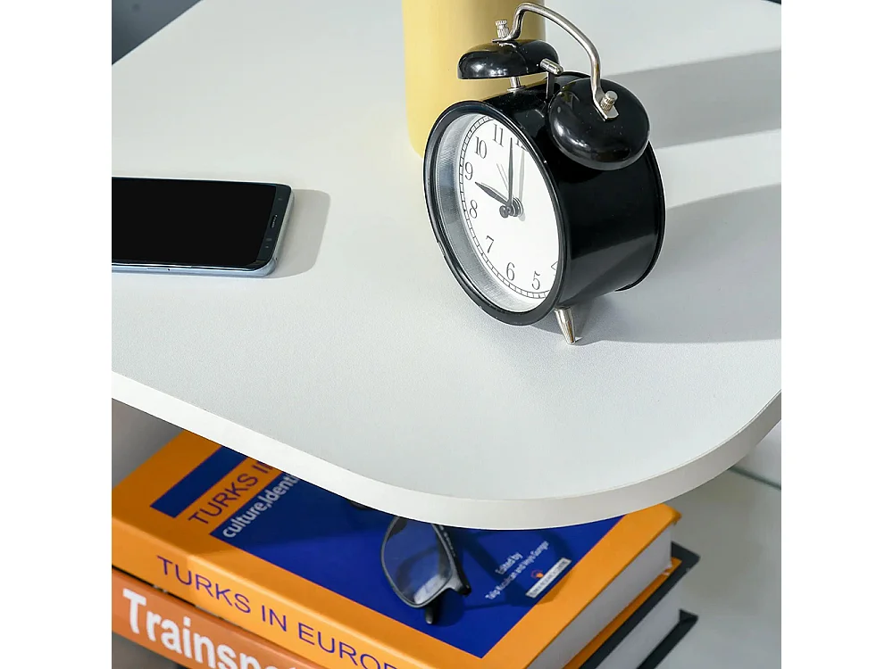 Table d'appoint guéridon design contemporain bout de canapé étagère verre trempé blanc