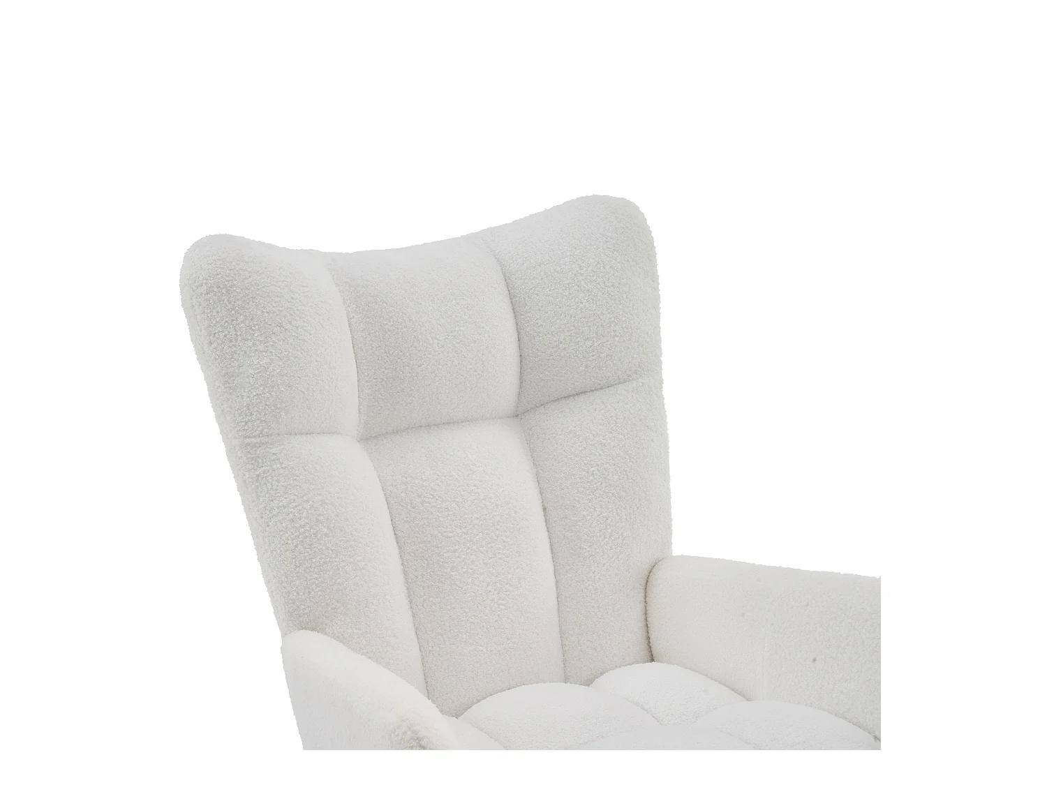 Rocking chair blanc avec dossier haut et accoudoirs, structure noire 95,7 x 62,9 x 90,9 cm