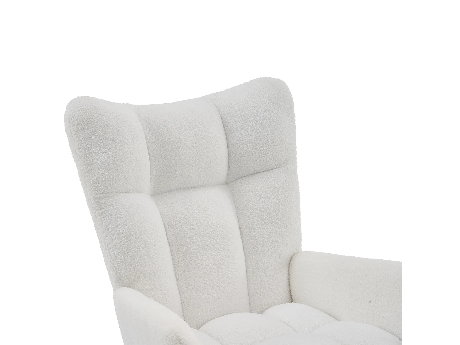 Rocking chair blanc avec dossier haut et accoudoirs, structure noire 95,7 x 62,9 x 90,9 cm