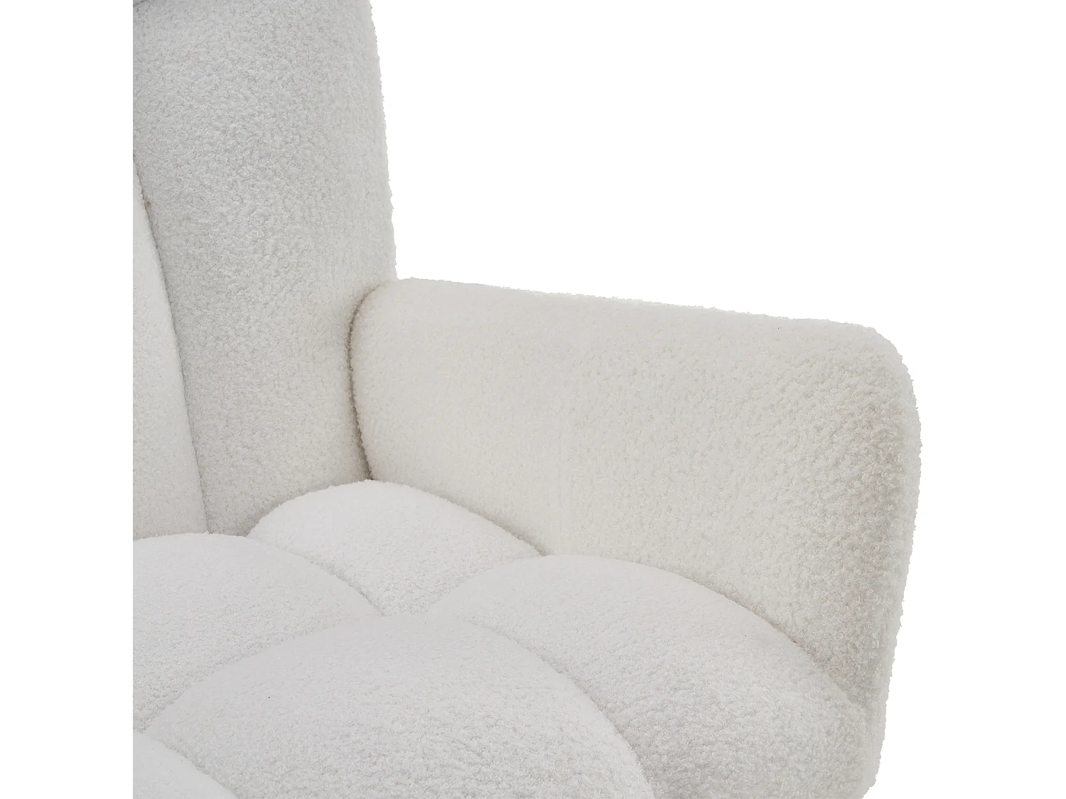 Rocking chair blanc avec dossier haut et accoudoirs, structure noire 95,7 x 62,9 x 90,9 cm