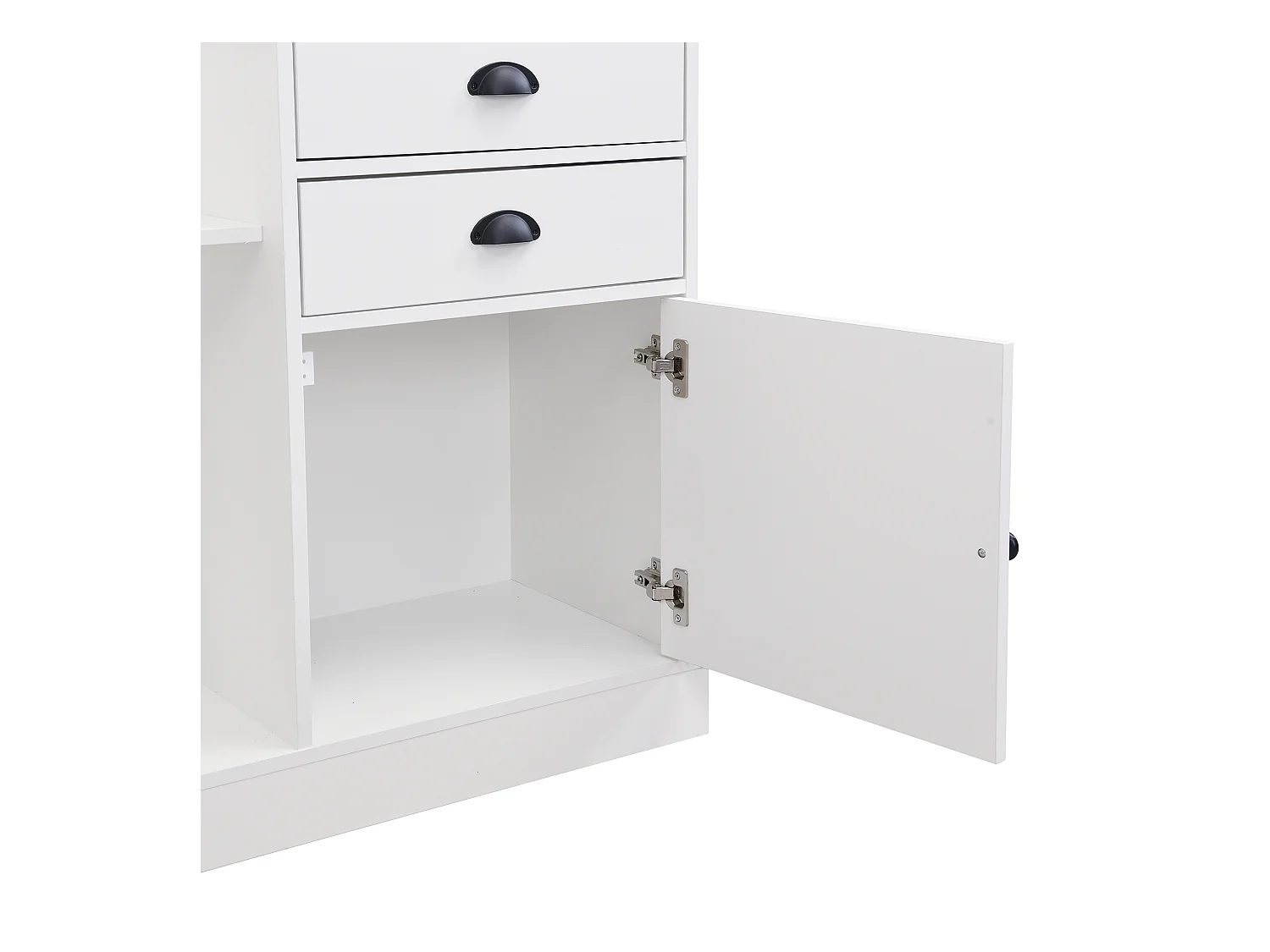 Vestiaire blanc et bois avec miroir, 2 tiroirs, 1 porte, patères et porte-parapluie 110,5x38x191cm