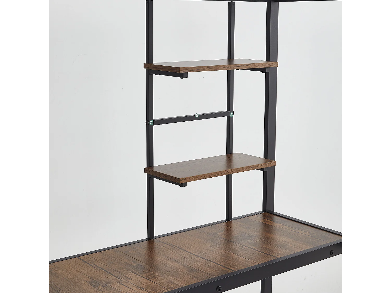 Lit mezzanine enfant 90x190 cm noir avec table, étagère et barrières de sécurité, structure métallique (sans matelas)