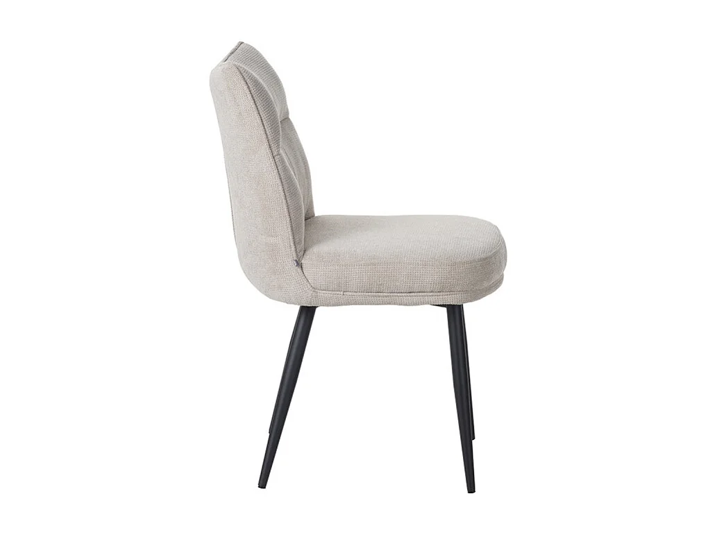 Chaise Louise tissu beige pieds métal