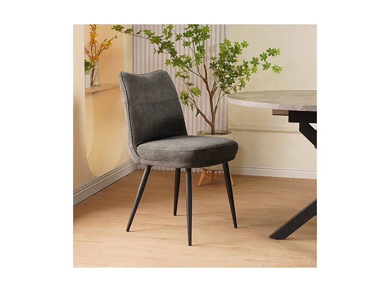 Chaise Louise tissu gris pieds métal