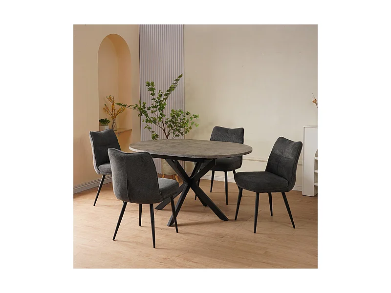 Chaise Louise tissu gris pieds métal