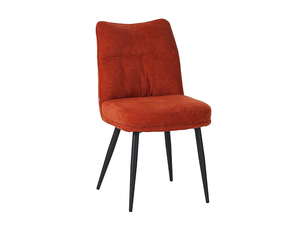 Chaise Louise tissu terracotta pieds métal