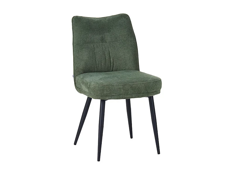 Chaise Louise tissu vert pieds métal
