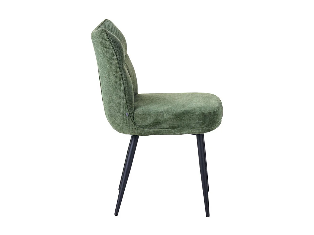 Chaise Louise tissu vert pieds métal