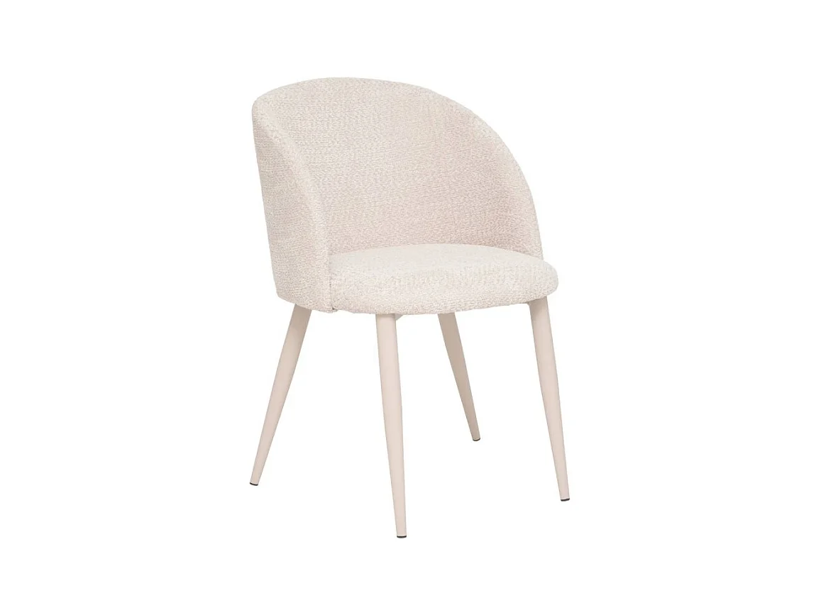 Chaise Céleste bouclette beige pieds métal beige Atmosphera