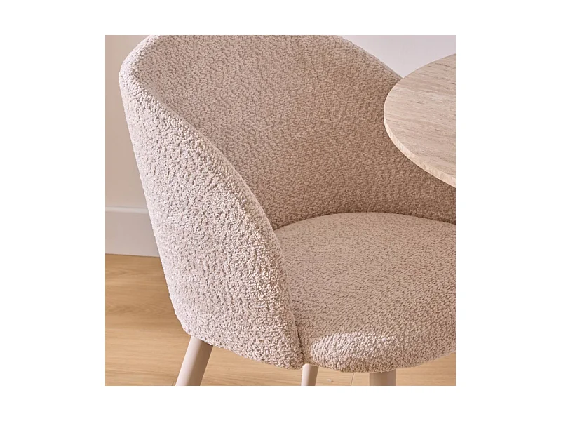 Chaise Céleste bouclette beige pieds métal beige Atmosphera