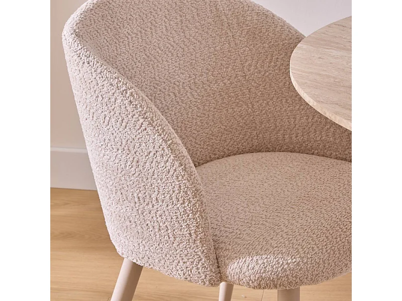 Chaise Céleste bouclette beige pieds métal beige Atmosphera