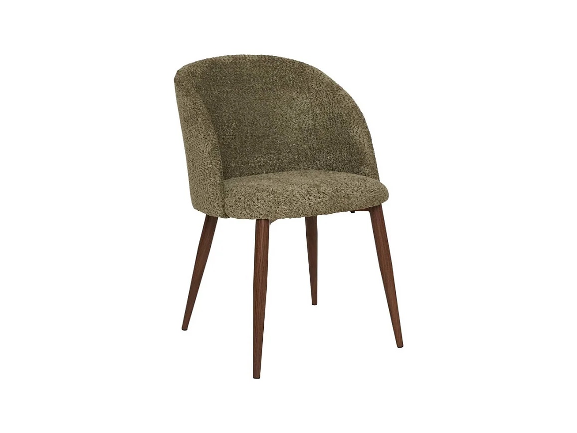 Chaise Céleste bouclette kaki pieds métal effet noyer Atmosphera