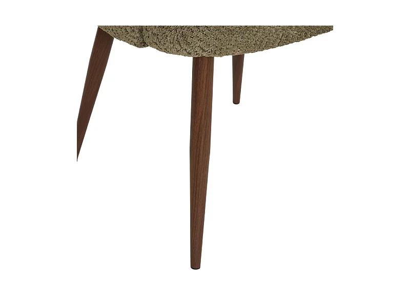 Chaise Céleste bouclette kaki pieds métal effet noyer Atmosphera