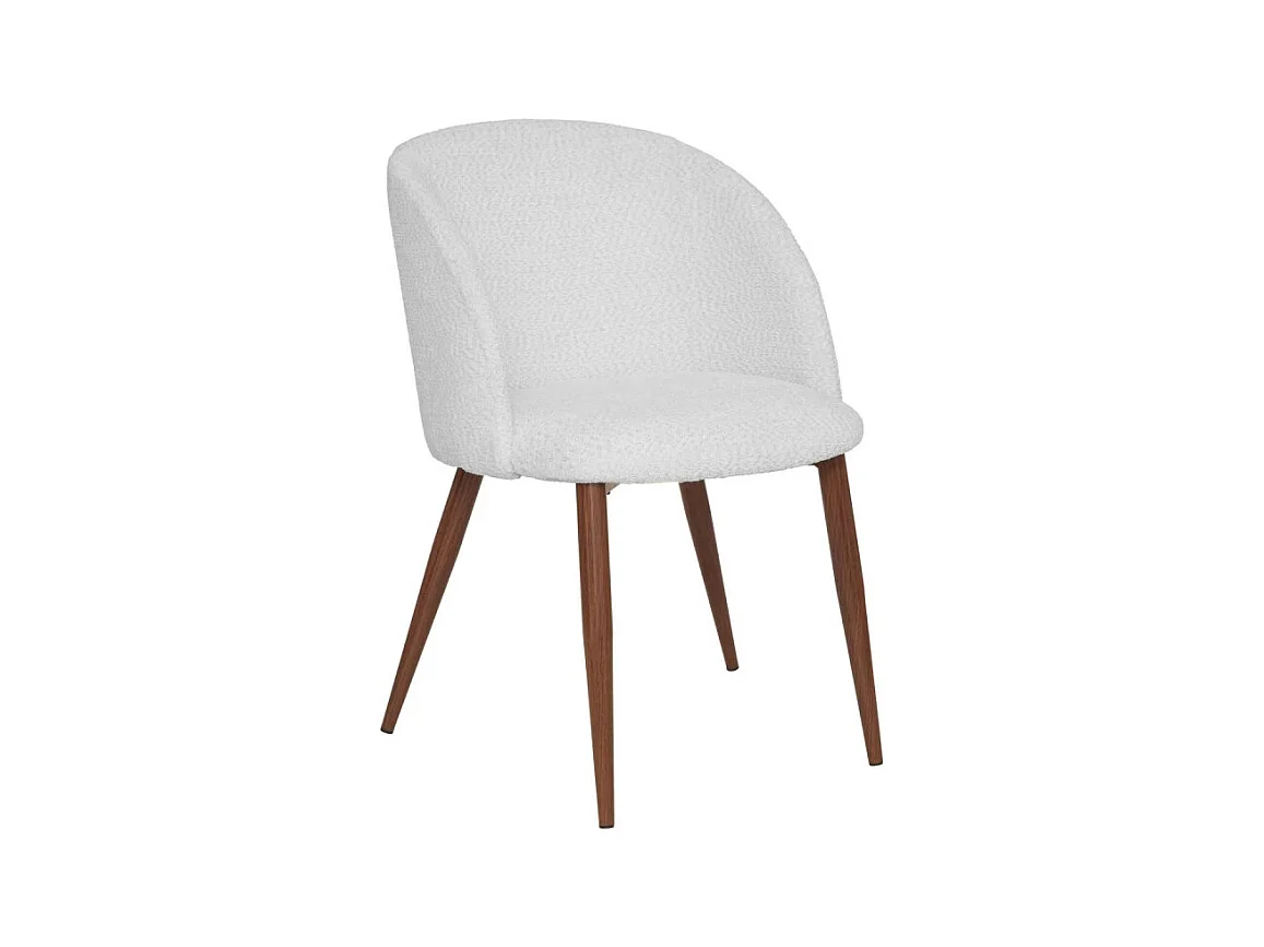 Chaise Céleste bouclette ivoire pieds métal effet noyer Atmosphera