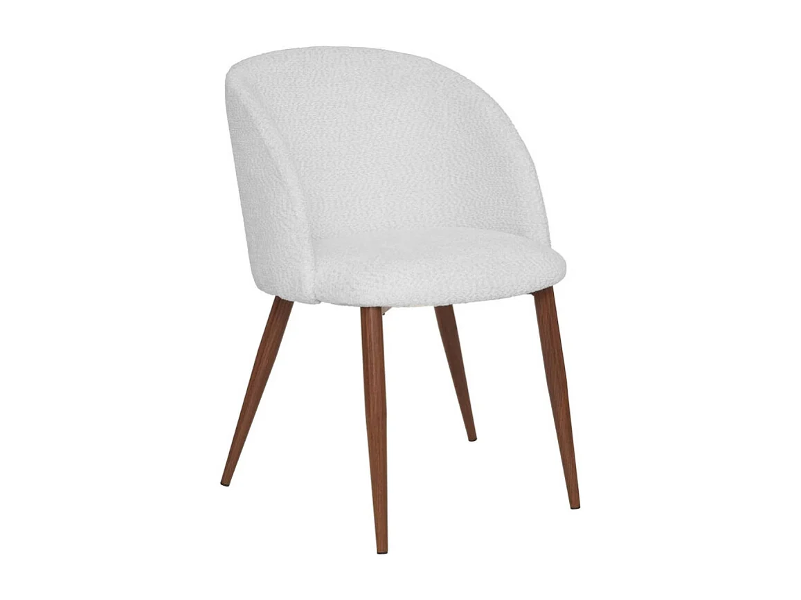 Chaise Céleste bouclette ivoire pieds métal effet noyer Atmosphera