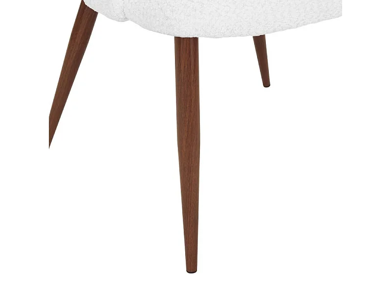 Chaise Céleste bouclette ivoire pieds métal effet noyer Atmosphera
