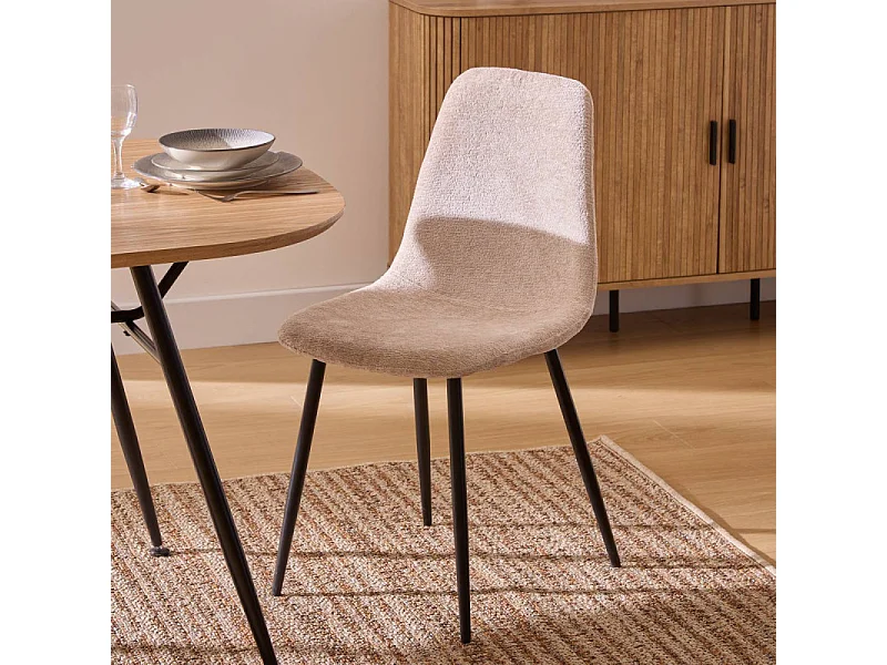 Chaise tissu chenille Tyka beige Atmosphera