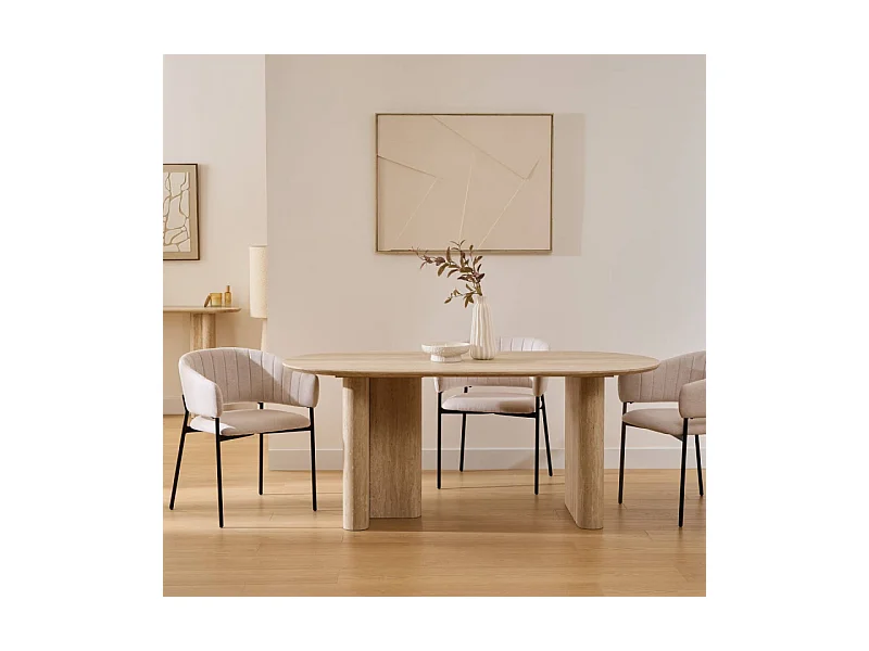 Table à manger 180 x 90 cm Anaya MDF effet travertin Atmosphera