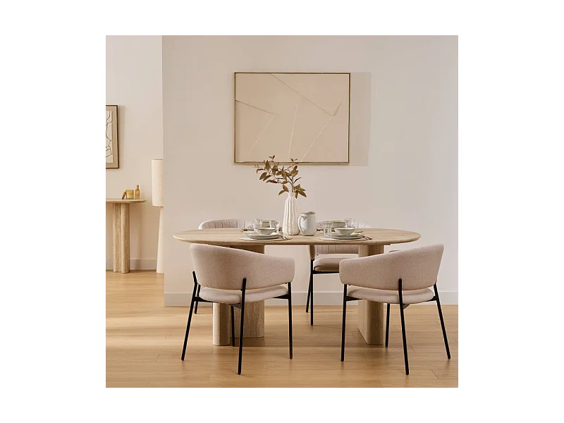 Table à manger 180 x 90 cm Anaya MDF effet travertin Atmosphera