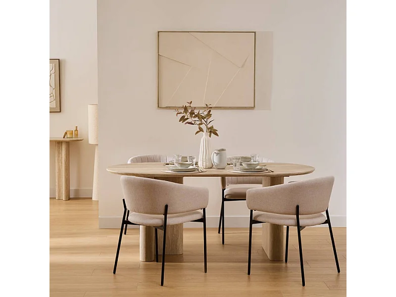 Table à manger 180 x 90 cm Anaya MDF effet travertin Atmosphera