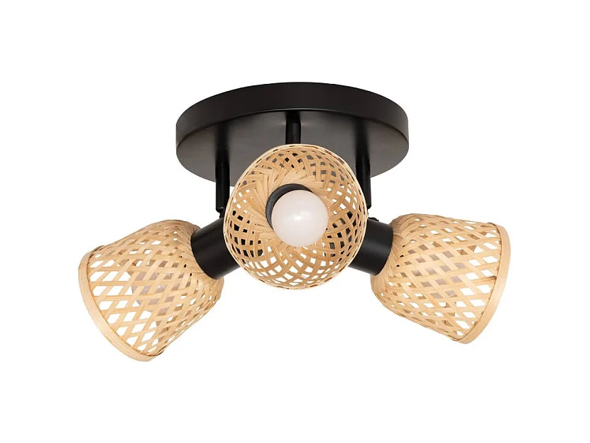 Plafonnier 3 lampes Lio 25 cm métal et bambou Atmosphera