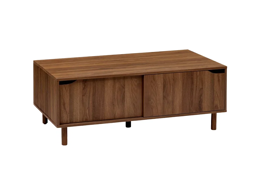 Table Basse 2 Portes Coulissantes "Slidy" 108cm Marron
